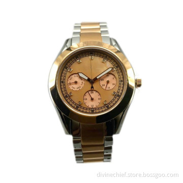 Multi-functional Two-tones Ladies Stainless Steel High Quality Quartz Watch